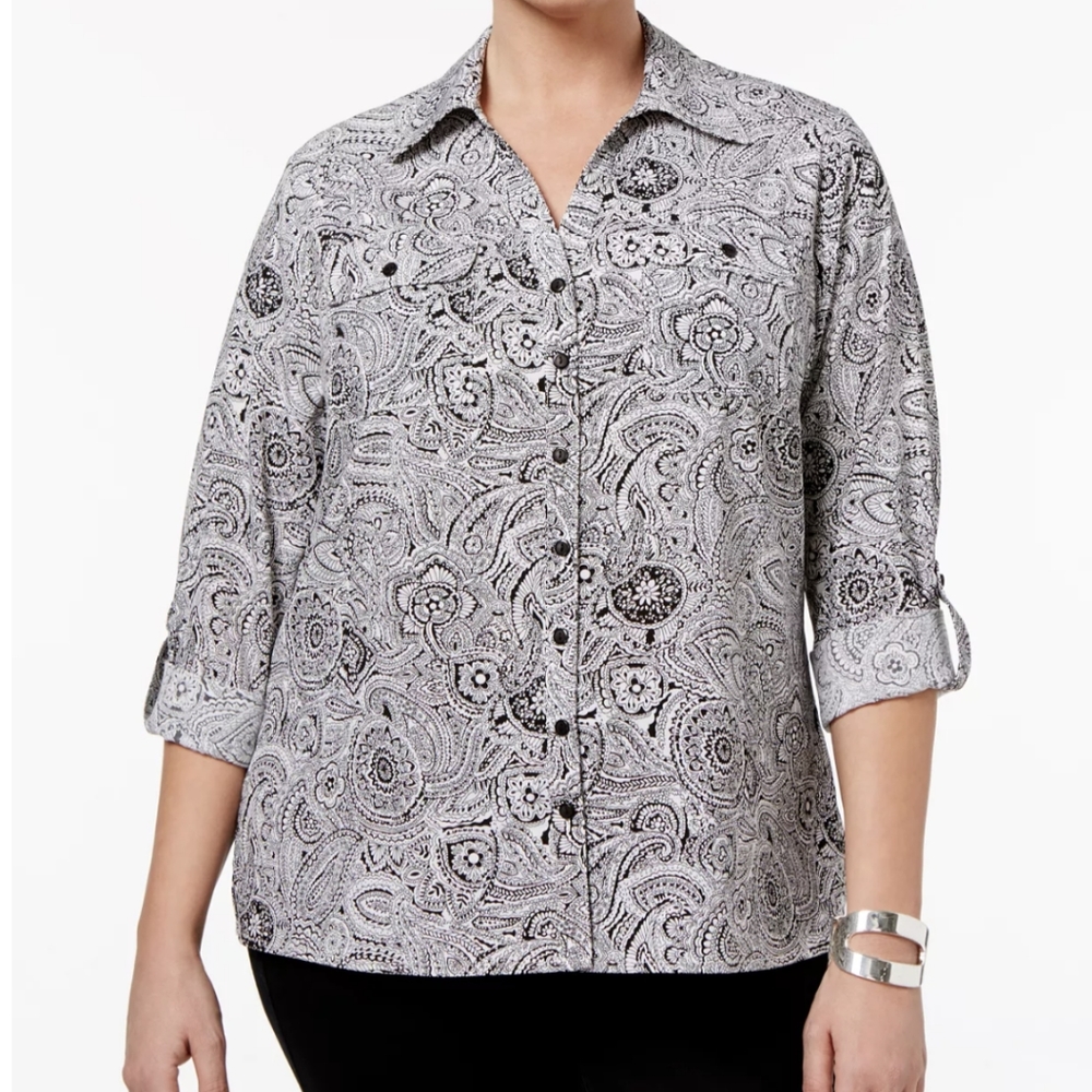 NY COLLECTION 2X NWT BLOUSE, NIGHT WHISPER